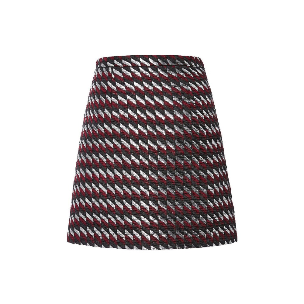 NWT $995 New Womens Christopher Kane Silk Skirt US 8 Silver Dark Red Black UK 12